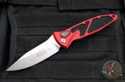 Microtech Socom Elite- OTS Auto- Single Edge- Red Handle- Stonewash Blade 160A-10 RD