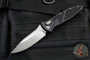 Microtech Socom Elite Auto (OTS)- Single Edge- Black Handle- Apocalyptic Part Serrated Blade 160A-11 AP