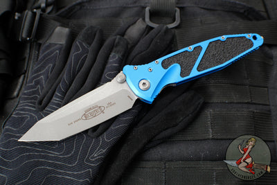 Microtech Socom Elite- Manual Folder- Tanto Edge- Blue Handle- Apocalyptic Blade 161-10 APBL