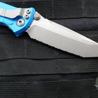 Microtech Socom Elite- Manual Folder- Tanto Edge- Blue Handle- Apocalyptic Full Serrated Blade 161-12 APBL