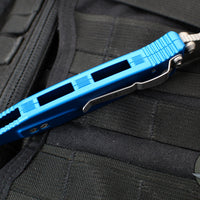 Microtech Socom Elite- Manual Folder- Tanto Edge- Blue Handle- Apocalyptic Full Serrated Blade 161-12 APBL