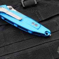 Microtech Socom Elite- Manual Folder- Tanto Edge- Blue Handle- Apocalyptic Full Serrated Blade 161-12 APBL