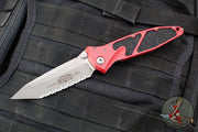 Microtech Socom Elite- Manual Folder- Tanto Edge- Red Handle- Apocalyptic Full Serrated Blade 161-12 APRD