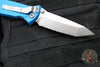 Microtech Socom Elite- Manual Folder- Tanto Edge- Blue Handle- Stonewash Full Serrated Blade 161-12 BL