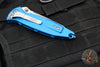 Microtech Socom Elite- Manual Folder- Tanto Edge- Blue Handle- Stonewash Full Serrated Blade 161-12 BL