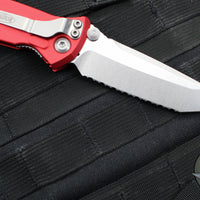 Microtech Socom Elite- Manual Folder- Tanto Edge- Red Handle- Stonewash Full Serrated Blade 161-12 RD