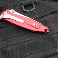 Microtech Socom Elite- Manual Folder- Tanto Edge- Red Handle- Stonewash Full Serrated Blade 161-12 RD