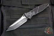 Microtech Socom Elite- Manual Folder- Tanto Edge- Black Handle- Two-tone Black Part Serrated Blade 161-2 T