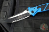 Microtech Socom Elite- Manual Folder- Tanto Edge-Blue Handle- Two-tone Black Full Serrated Blade 161-3 BL