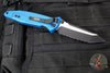 Microtech Socom Elite- Manual Folder- Tanto Edge-Blue Handle- Two-tone Black Full Serrated Blade 161-3 BL