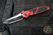 Microtech Socom Elite- Manual Folder- Tanto Edge- Red Handle- Two-tone Black Full Serrated Blade 161-3 RD