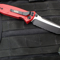 Microtech Socom Elite- Manual Folder- Tanto Edge- Red Handle- Two-tone Black Full Serrated Blade 161-3 RD