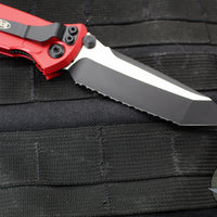 Microtech Socom Elite- Manual Folder- Tanto Edge- Red Handle- Two-tone Black Full Serrated Blade 161-3 RD