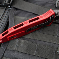 Microtech Socom Elite- Manual Folder- Tanto Edge- Red Handle- Two-tone Black Full Serrated Blade 161-3 RD