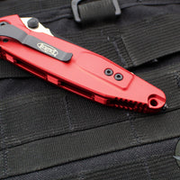 Microtech Socom Elite- Manual Folder- Tanto Edge- Red Handle- Two-tone Black Full Serrated Blade 161-3 RD