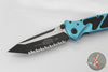 Microtech Socom Elite- Manual Folder- Tanto Edge- Turquoise Handle- Two-tone Black Full Serrated Blade 161-3 TQ