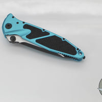 Microtech Socom Elite- Manual Folder- Tanto Edge- Turquoise Handle- Two-tone Black Full Serrated Blade 161-3 TQ