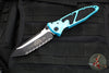 Microtech Socom Elite- Manual Folder- Tanto Edge- Turquoise Handle- Two-tone Black Full Serrated Blade 161-3 TQ