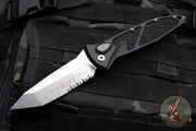 Microtech Socom Elite OTS Auto- Tanto Edge- Black Handle- Stonewash Part Serrated Blade 161A-11