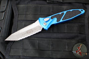 Microtech Socom Elite OTS Knife- Tanto Edge- Blue Handle- Apocalyptic Full Serrated Blade 161A-12 APBL