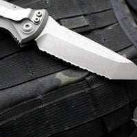 Microtech Socom Elite OTS Auto- Tanto Edge- Natural Clear Finished Handle- Apocalyptic Full Serrated Blade 161A-12 APNC