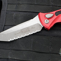 Microtech Socom Elite OTS Knife- Tanto Edge- Red Handle- Apocalyptic Full Serrated Blade 161A-12 APRD