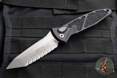 Microtech Socom Elite OTS Knife- Tanto Edge- Black Handle- Apocalyptic Full Serrated Blade 161A-12 AP