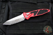 Microtech Socom Elite OTS Knife- Tanto Edge- Red Handle- Stonewash Full Serrated Blade 161A-12 RD
