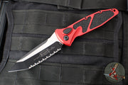 Microtech Socom Elite- Auto- Tanto Edge- Red Handle- Black Full Serrated Blade 161A-3 RD