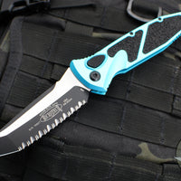 Microtech Socom Elite- Auto-  Tanto Edge- Turquoise Handle- Black Full Serrated Blade 161A-3 TQ