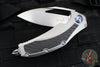 Microtech Matrix- Titanium Handle- Carbon Fiber Inlay- Hand Rubbed Satin Finished Blade- Blue Titanium Pivot Collar 165C-4 CFITI