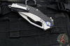 Microtech Matrix- Titanium And Carbon Fiber Handle- Hand Rubbed Satin Finished Blade- Blue Titanium Pivot Collar 165C-4 CFTI