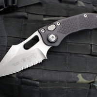Microtech Stitch- OTS Auto Knife- Black Handle- Apocalyptic Part Serrated Blade 169-11 AP