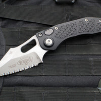 Microtech Stitch OTS Auto Knife- Black Handle- Apocalyptic Finished Full Serrated Blade 169-12 AP