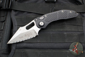 Microtech Stitch OTS Auto Knife- Black Handle- Apocalyptic Finished Full Serrated Blade 169-12 AP