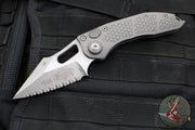 Microtech Stitch OTS Auto Knife- Natural Clear Finished Handle- Apocalyptic Finished Full Serrated Blade 169-12 APNC