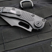 Microtech Stitch OTS Auto Knife- Black Handle- Distressed Apocalyptic Black Blade And Hardware 169-1 AP