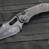 Microtech Stitch OTS Auto Knife- Black Handle- Black Blade- Blue Titanium Backspacer 169-1BK-A1TI