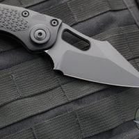 Microtech Stitch OTS Auto Knife- Black Handle- Black Blade- Blue Titanium Backspacer 169-1BK-A1TI