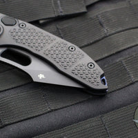 Microtech Stitch OTS Auto Knife- Black Handle- Black Blade- Blue Titanium Backspacer 169-1BK-A1TI