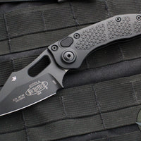 Microtech Stitch OTS Auto Knife- Black Handle- Black Blade- Antique Green Titanium Backspacer 169-1BK-A3TI