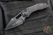 Microtech Stitch OTS Auto Knife- Black Handle- Black Blade- Antique Green Titanium Backspacer 169-1BK-A3TI