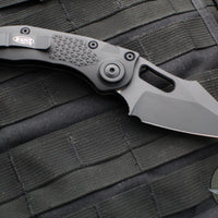 Microtech Stitch OTS Auto Knife- Black Handle- Black Blade- Antique Green Titanium Backspacer 169-1BK-A3TI