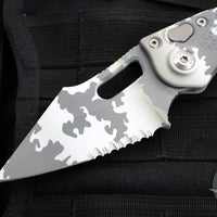 Microtech Stitch OTS Knife- Artic Camo Finished Handle- Artic Camo Part Serrated Blade 169-2 ACS