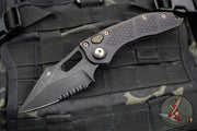 06/2017 Original Run Microtech Stitch OTS Auto Knife- Black Handle- Black DLC Part Serrated Blade- Bronze Hardware 169-2 DLC