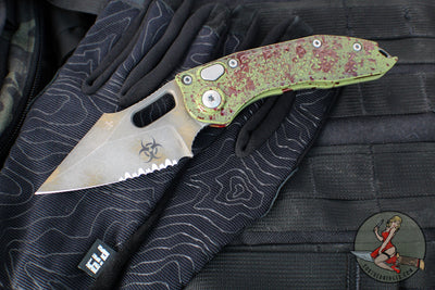 Microtech Stitch OTS Auto Knife- Outbreak Finished Handle- Outbreak Black Part Serrated Blade 169-2 OBS