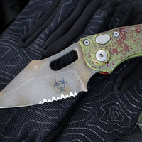 Microtech Stitch OTS Auto Knife- Outbreak Finished Handle- Outbreak Black Part Serrated Blade 169-2 OBS