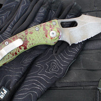 Microtech Stitch OTS Auto Knife- Outbreak Finished Handle- Outbreak Black Part Serrated Blade 169-2 OBS