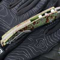 Microtech Stitch OTS Auto Knife- Outbreak Finished Handle- Outbreak Black Part Serrated Blade 169-2 OBS