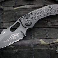 Microtech Stitch OTS Auto Knife- Tactical- Black Handle- Black Part Serrated Blade 169-2 T